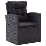 vidaXL 6 Piece Garden Lounge Set with Cushions Poly Rattan Black