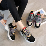Women Chunky Street Sneakers Knit Thick Soled Increased Women's Sneaker 2020 Spring Breathable Woman Shoes Lady Footwear